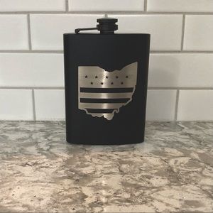 Black engraved flask